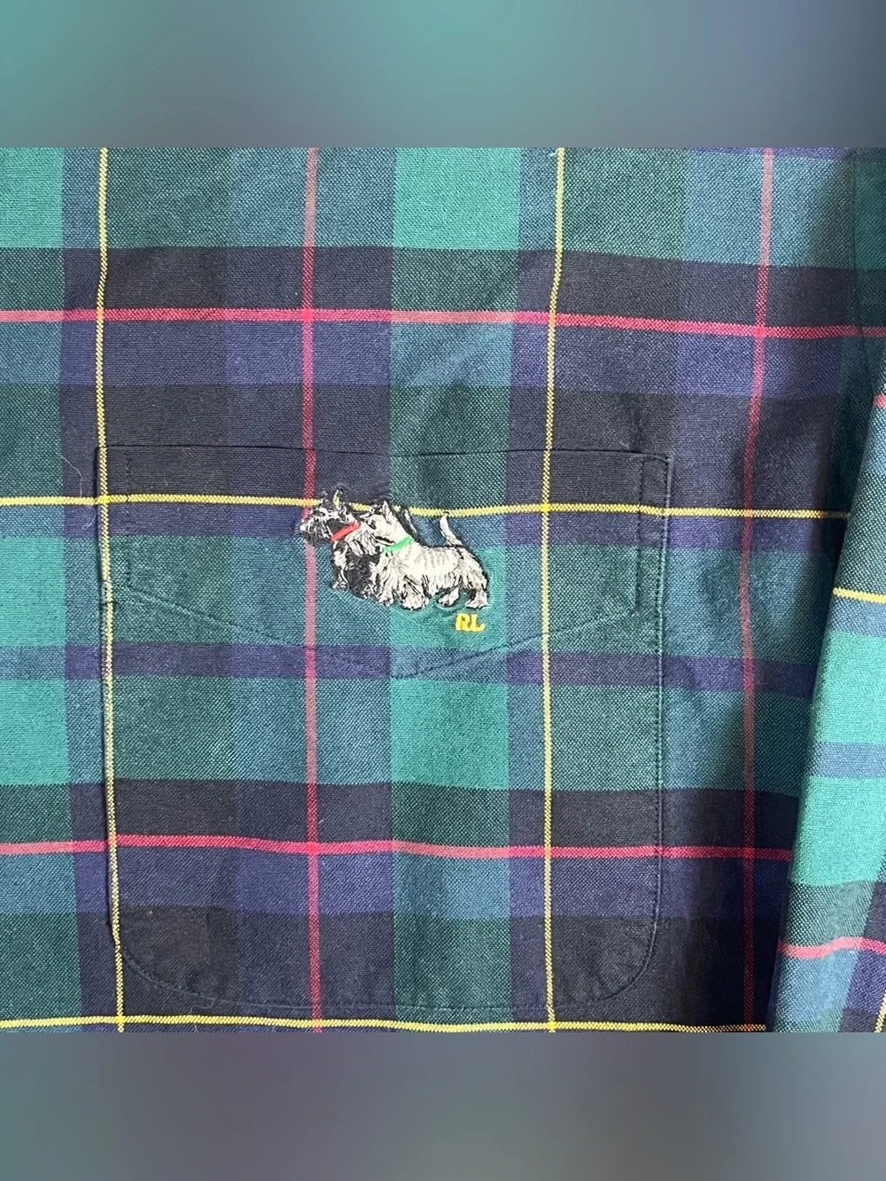 VTG Polo Ralph Lauren Tartan Scottie Dog Embroidered Blake Button Down Shirt L